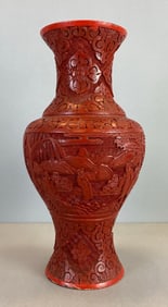 Chinese Relief Cinnabar Vase