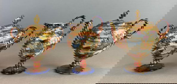 Group of 3 Chinese Hand Painted Porcelain Tea Set