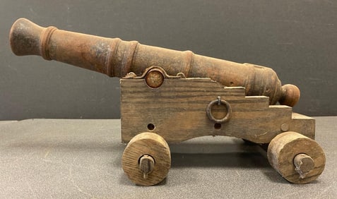 Antique Cannon on Wood Base