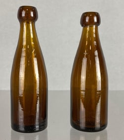 Group of Antique 2 Brown Blob Top Bottles