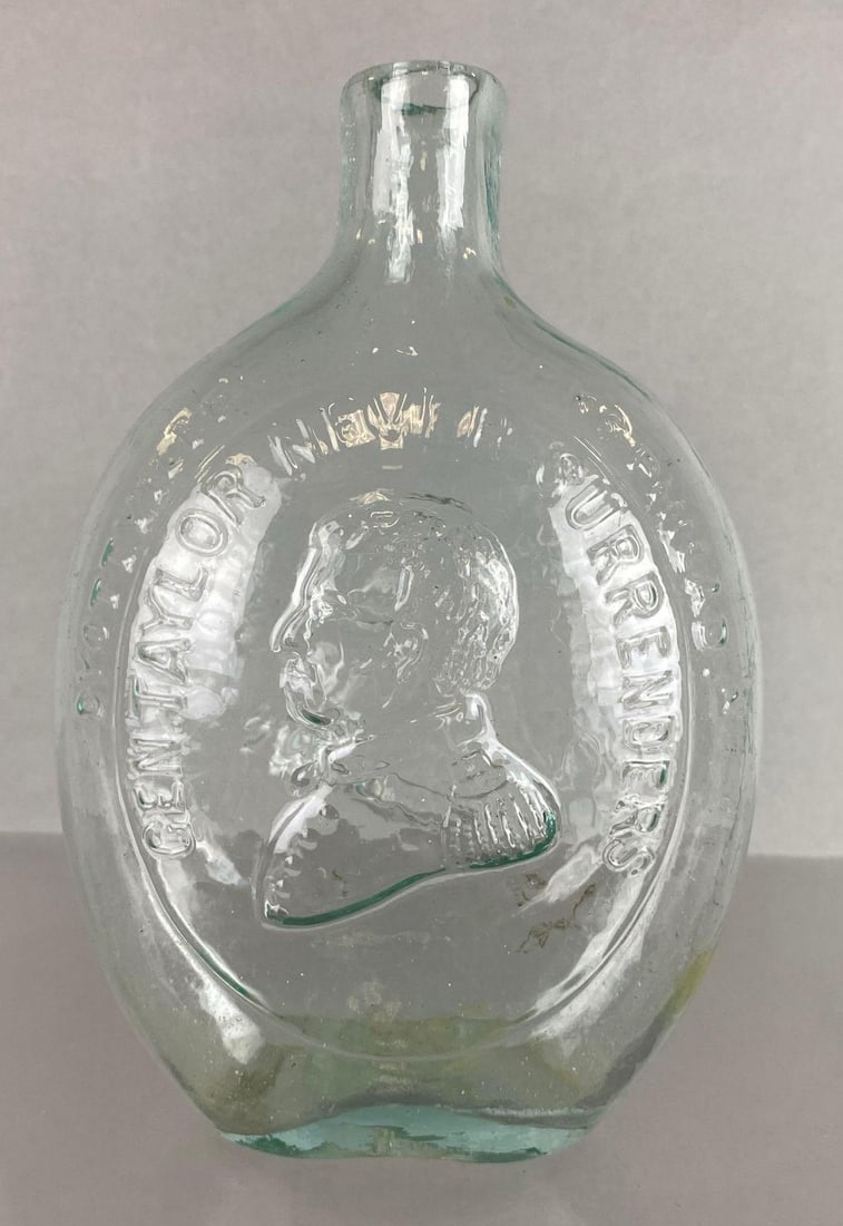 Antique General Taylor and George Washington Glass Flask (1 of 5)