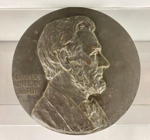 Signed Bronze Abraham Lincoln Wall Plaque