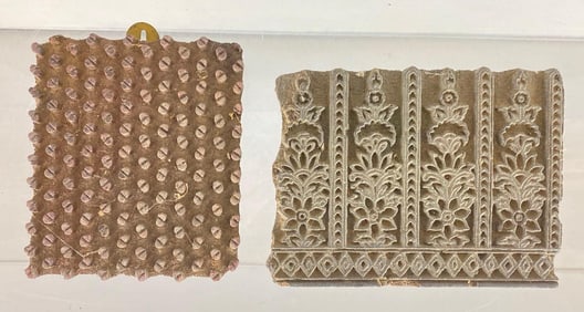 Group of 2 Vintage Indian Wood Printing Blocks