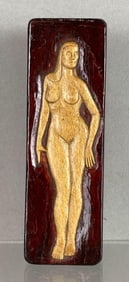 Hand Carved Nude Woman Stiff Bristle Brush