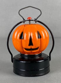 Vintage Glass Globe Halloween Jack-O-Lantern Lantern