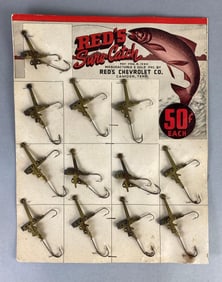 Reds Sure-Catch Fish Hooks Cardboard Advertising Display