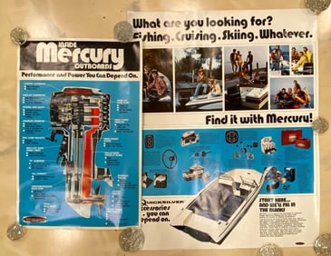 Group of 3 Vintage Mercury Outboards Boat Advertising Posters