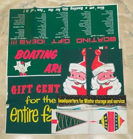 Group of Vintage Mercury Outboard Motor Christmas Advertising Posters and More