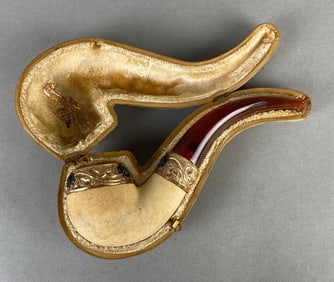 Antique Meerschaum Tobacco Pipe with Amber Stem