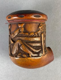 Antique Meerschaum Farmer Drinking Carved Tobacco Pipe