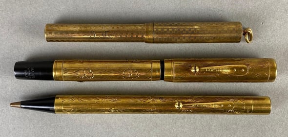 Vintage Watermans Floral Engraved Pen and Pencil Set and More
