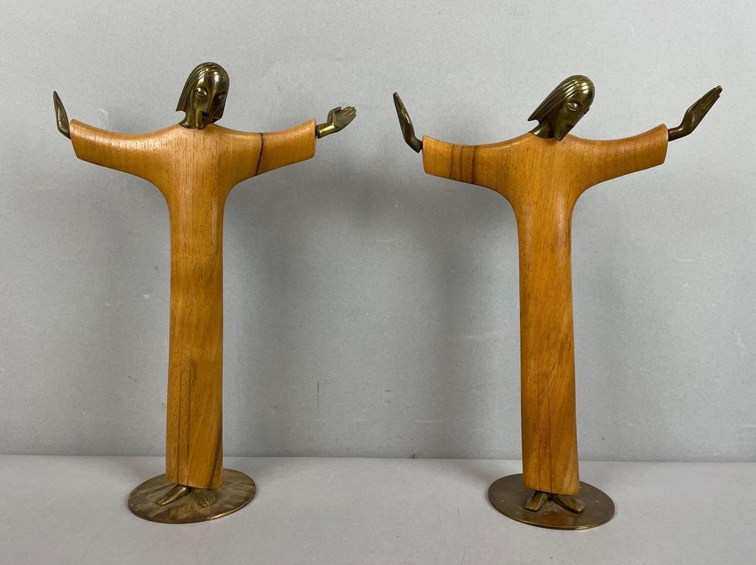 Group of 2 Hagenauer Handmade Bronze and Wood Christ the Redeemer Statues (1 of 3)