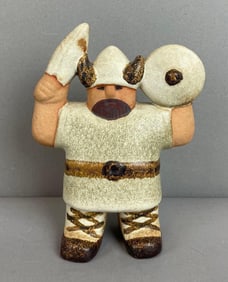 1997 Signed Lisa Larson Swedish Pottery Viking Figure