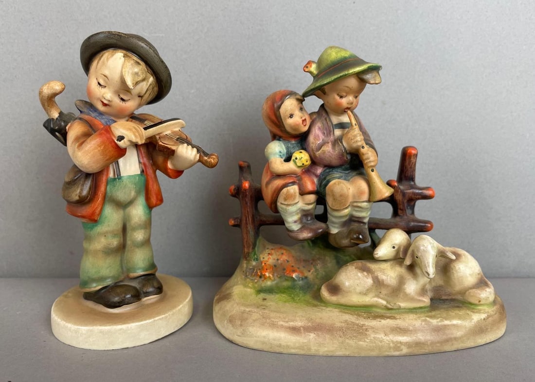Group of 2 Vintage Hummel Figurines: Includes eventide, and little fiddler . Tallest measures 5 inches