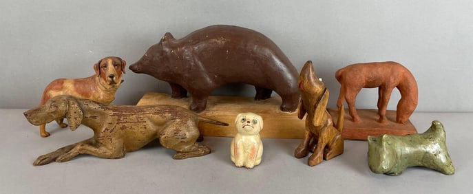 Group of Folk Art Animal Figurines