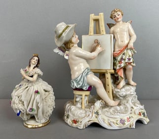 Group of 2 Victorian Style Porcelain Figurines