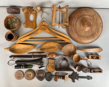 Group of Assorted Vintage Wood Items