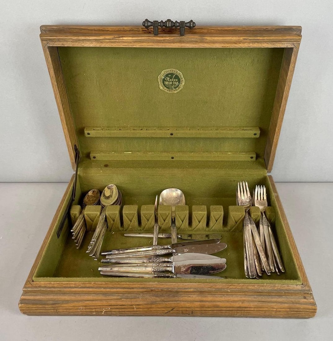 Set of Vintage Danish Silver Plated Flatware with Wood Case (1 of 3)