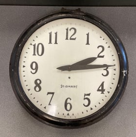 Antique Stromberg Industrial Etched Glass Clock