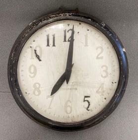 Antique Stromberg Industrial Etched Glass Jewelry Store Clock. Rockford IL.