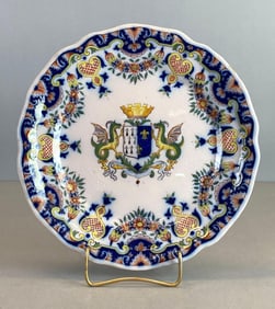 France Brittany Joined Heraldry Porcelain Floral Plate