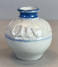 Artist Signed Fish Motif Pottery Vase