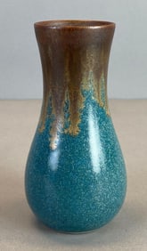 Pigeon Forge Pottery Blue Brown Drip Glaze Pottery Vase