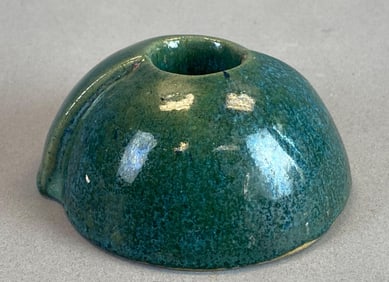 Green Art Pottery Candlestick