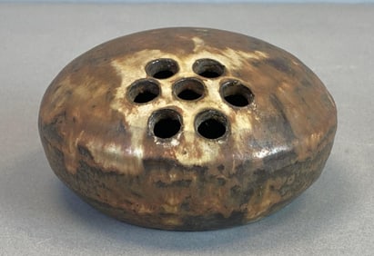 Brown Glaze Art Pottery Flower Frog