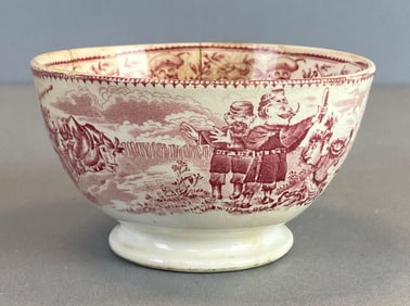 Auto Boch-Freres Keramis Red Transferware Porcelain Cup