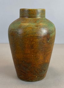 Arts and Crafts Green Brown Glaze Pottery Vase