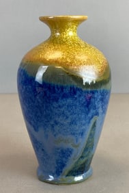 Green Blue Yellow Glaze Art Pottery Vase