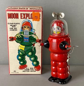 Vintage KO Japanese Moon Explorer Tin Litho Friction Toy