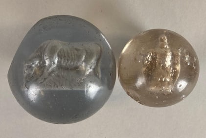 Group of 2 Antique Sulfide Marble