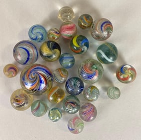 Group of 26 German Swirl Marbles