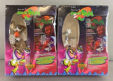 Group of 2 Sealed Upper Deck Space Jam Cards and Figurines