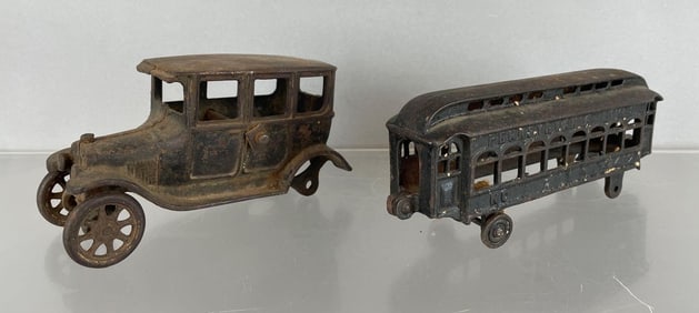 Group of 2 Antique Cast Iron Vehicles