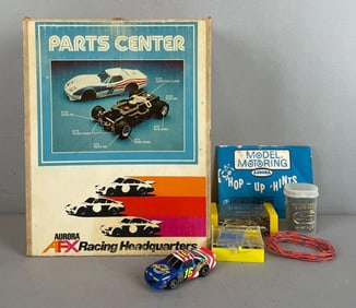 Group of Slot Car Parts and Slot Car