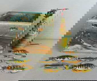 Vintage Pond Fishing Game and Folk Art Fisher