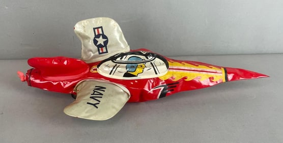 Vintage Bandai Inflatable Friction Navy Fighter Jet
