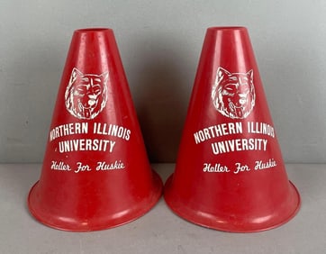 Pair of Northern Illinois University Huskies Plastic Megaphones