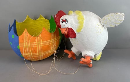 Department 56 Paper Mache Parachuting Chicken Easter Decoration