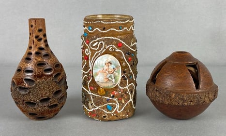 Group of 3 Unique Vases and Art Pieces