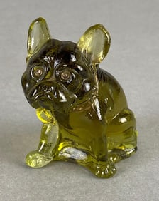 Westmoreland Olive Green Glass French Bulldog Figurine