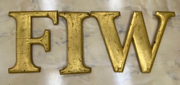 Large Gold Painted Wood Letters