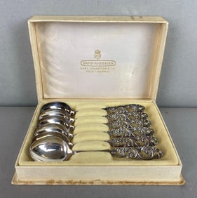David Andersen Set of 6 830 Silver Tea Spoons