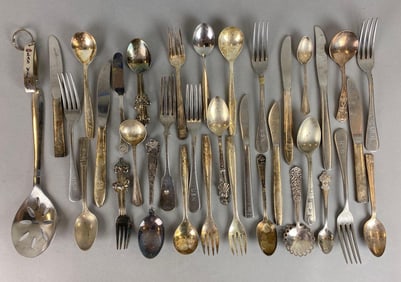Group of Silverplated Flatware and More