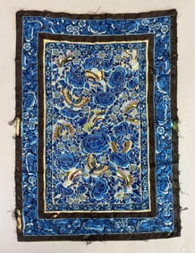 18th Century Chinese Silk Embroidery Botanical Panel