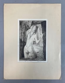 1948 Signed Ethel Magafan Searching for Prometheus Etching on Paper