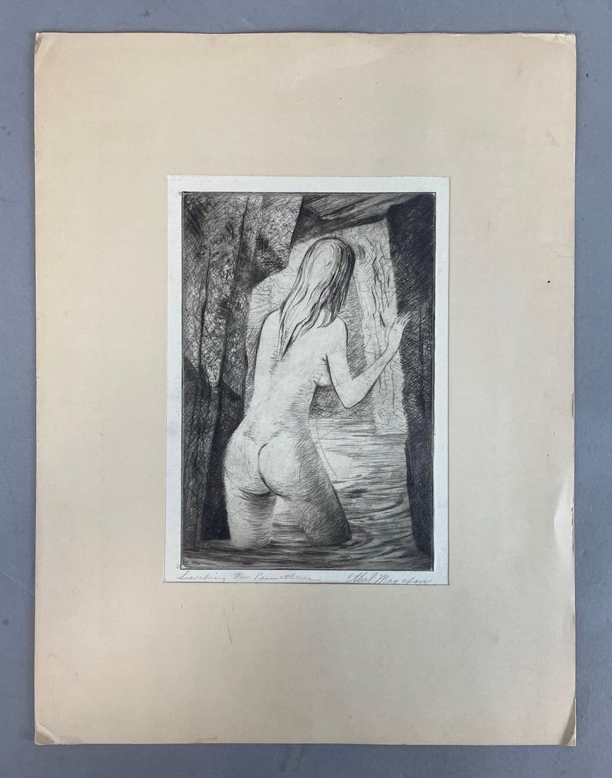 1948 Signed Ethel Magafan Searching for Prometheus Etching on Paper (1 of 4)